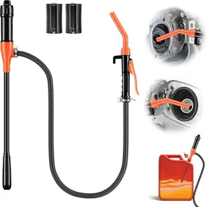 Electric Fuel Transfer Pump, 3GPM Portable Fluid Transfer Siphon Pump with Oil Pipeline, Battery Gas Pumps with Adjustable Flow Control Nozzle for Car/RV