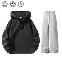 Black top + gray pants