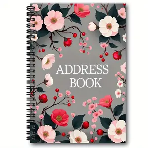 1pc Flower Address Book and Phone Contact Organizer Notebook - Flower Design, Spiral Binding, Suitable for Home, Stationery Girly Office Supplies, Birthday Gifts - Address Book with Alphabet Tags, in Alphabet Order