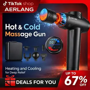 AERLANG Massage Gun with Heat and Cold Deep Tissue Percussion Massager for Pain Relief 7 Interchangeable Heads & LCD Display Travel-Friendly Gift Relaxation Aid Adjustable