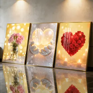 3Pcs Aluminum Alloy Framed Painting, Romantic Flowers Balloons And Heart Roses Picture, Home Decoration For Living Room, Bedroom, OfficeWall Decor, Odorless Print Artwork, Luxury Perfect Gift For Friends And Family
