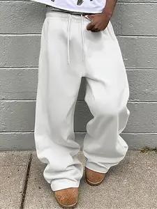Men's Solid Color Sports Pants with Drawstring Waist, Regular Fit for Comfortable All-Season Casual Wear, Drawstring Waist Sweatpants