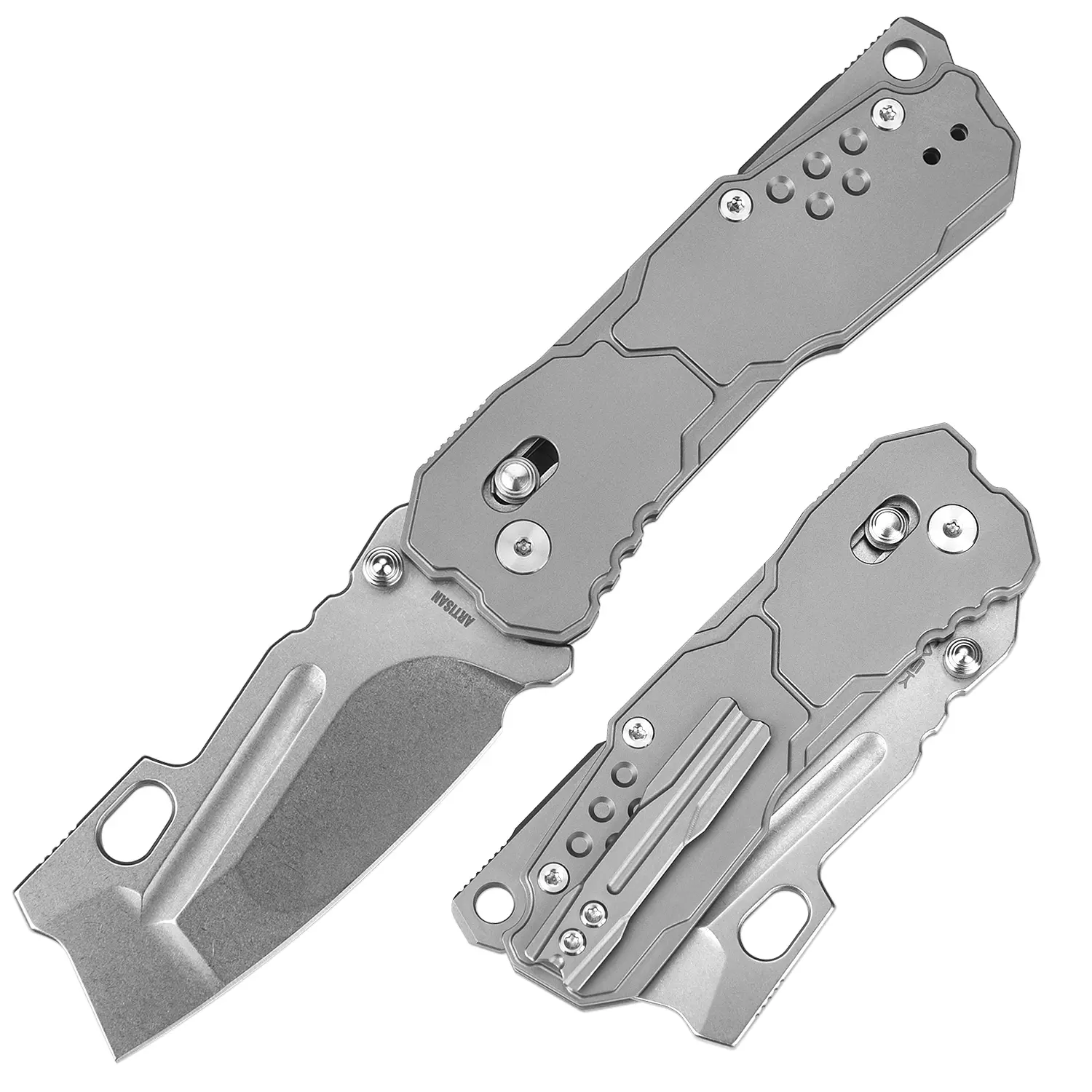 ArtisanCutlery Butcherling ATZ-1881 Titanium Handle Pocket Knives for Outdoor Camping,Hunting and Christmas gift