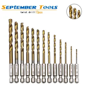 13pcs HSS1.5-6.5mm Twist drill bits with 1/4 hex shank for electric drilling wood aluminum plastic thin steel sheet Tool Accessories