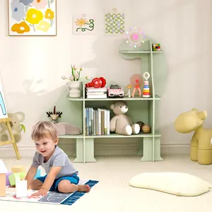 COSTWAY - 3-Tier Dinosaur Kids Bookshelf for Children-Green