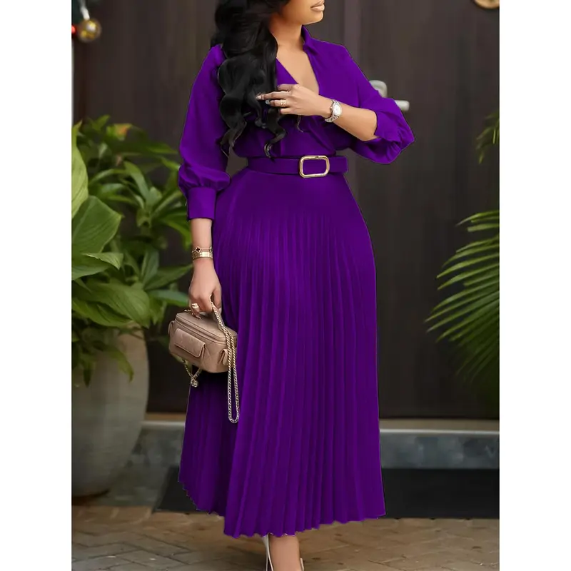 chinese dress ladies Plus Size Puff Sleeve Button Front Maxi Dress_ – JeHouze.US