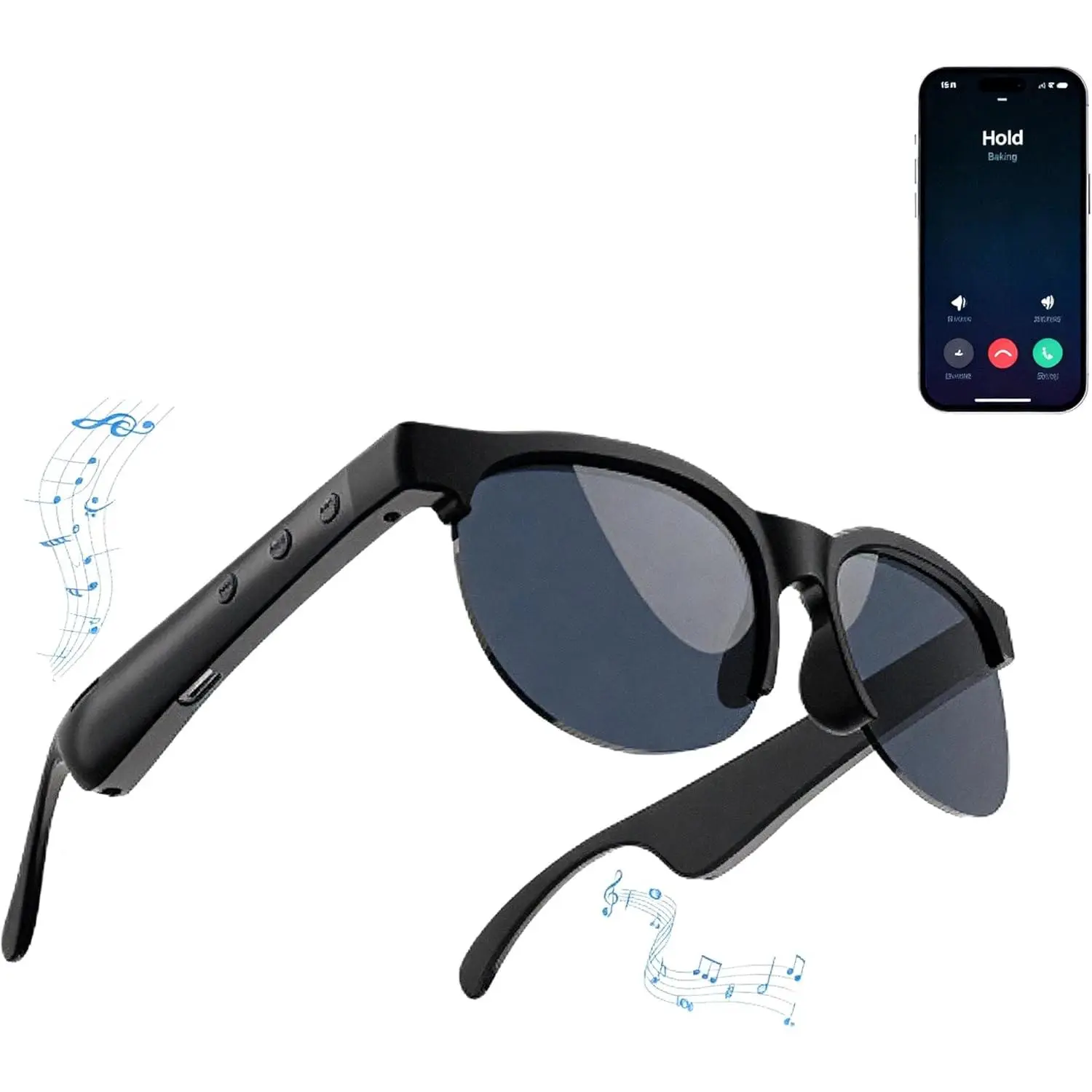 Modern Audio Sunglasses for Men & Women, Sleek, Lightweight & Comfortable Frames with Bluetooth, Hands-Free Calling & UV Protection for Driving & Fishing, Low Latency, Meetings, Driving/Sports, Stereo Bass Audio, Hiking, Unisex Adults, Wearable, Smart Gla