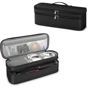 Double-Layer Travel Carrying Case for Shark FlexStyle/SmoothStyle, Water Resistant Storage Organizer Bag for Airwrap Styler, Also for Revlon One-Step Hair Dryer (Bag Only) (Black)