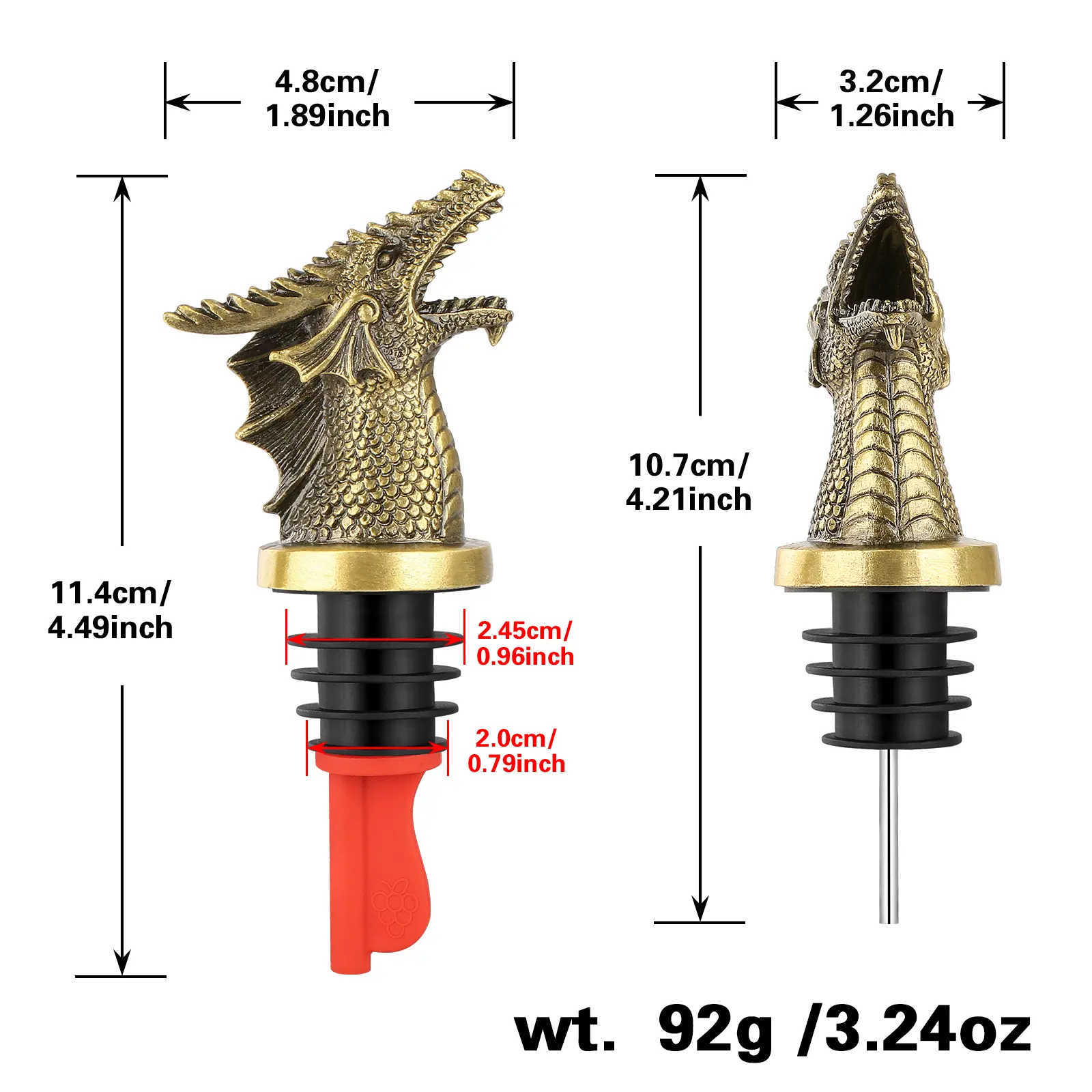 Wine Pourer, Kitchen and Restaurant Gadgets, Gift Present, Bottle Stopper, Bar Utensils, Wine Accessories  Bronze Birthday
