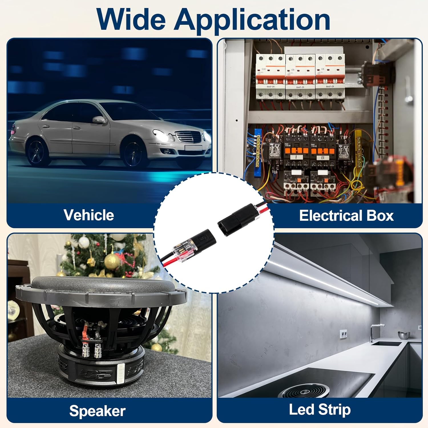 100pcs Quick Clip Fasteners Wire Connector, Plug-in Cable Quick Connectors with Locking Buckle, Double-Wire Snap on Blocks for Low-Voltage 18-22AWG Cable LED Strips DIY Craft- Black