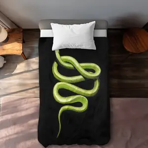 360 stand Snake Print Animal Theme Duvet Cover - Twin Extra Long Size, Breathable Microfiber Face Fabric, Green Black Wildlife Art Design, Stylish Modern Bedroom Bedding Accent, Comfortable Duvet Covers, Graphic Duvet Covers