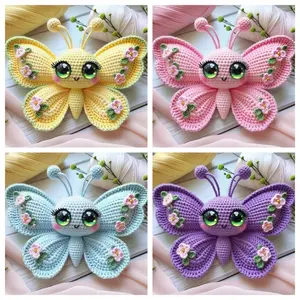 Adult & Beginner Complete Crochet Set, DIY Butterfly Doll Kit with Yarn, Hooks, Flower Antennae & Wings (///blue) Crochet Items