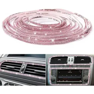 Bling Car Trim Self-Adhesive 16.4Ft, Rhinestone Car Accessories for Women, Car Bling Interior Exterior Decoration, Car Decorations Rhinestone Door Stickers