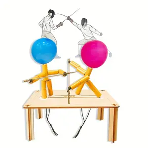 Bamboo Jointed Tabletop Toy: Two-player Battle Pull-string Doll Desktop Game Interactive Toy