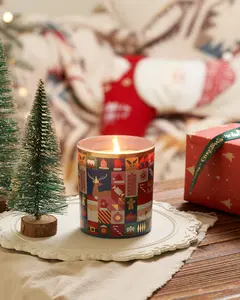 Cute Christmas Candle  - Fresh Pine Scent - Green Holiday Decor & Gift
