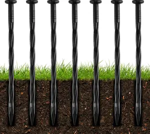100 count 8-Inch Plastic Landscape Edging Spikes, Spiral Anchoring Nails for Weed Barrier, Paver Edging, Landscape Edging, Artificial Turf, Grass Pathways, and More