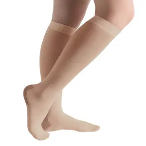 MX Care Anti-Embolism Stockings 15-20mmHg Compression Socks for Varicose Veins Open-toe Knee Length for Men & Women Travel Support Breathable Fabric Basic Minimalist Style