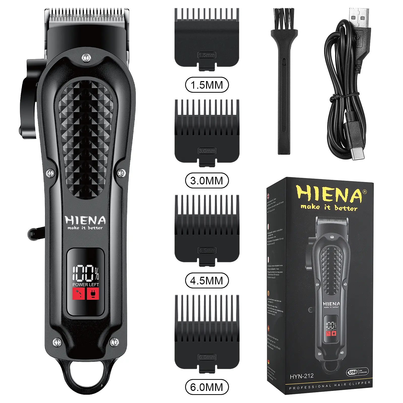 Professional USB Rechargeable Hair Clipper with HD Display, Efficient and Precision Cutting for Both Men and Women, Ideal for Salon and Home Use