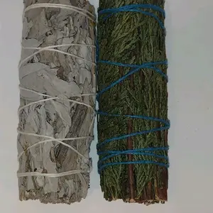 4" Hand tied Juniper (Cedar) & Sage smudge sticks (set of 2, one of each)