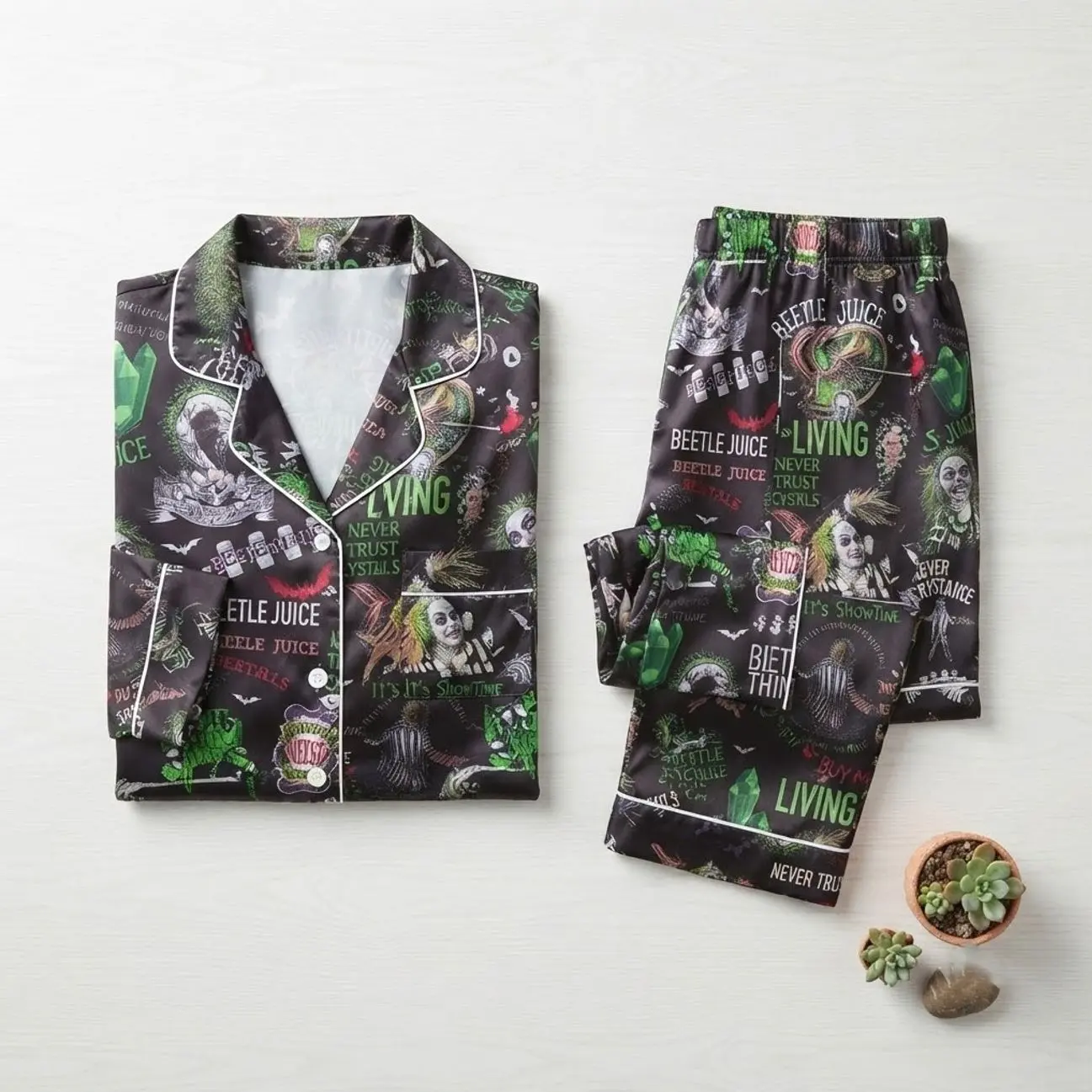 Beetlejuice Ghost With The Most Halloween Matching Pajamas Set
