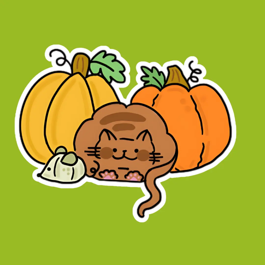 Pumpkin Patch Cat Vinyl Sticker – 2" x 1.6" Pumpkin Patch Cat Vinyl Sticker – 2" x 1.6"
