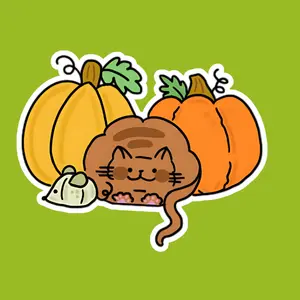 Pumpkin Patch Cat Vinyl Sticker – 2" x 1.6"