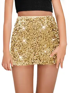 Haloumoning Girls Sequin Skirt High Waisted Mini Skirts Sparkle Glitter Party Skirts 5-14 Years
