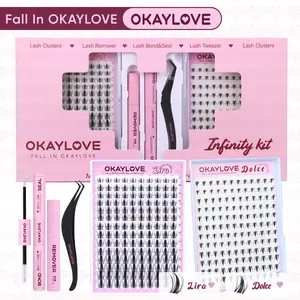 OKAYLOVE Infinity Lash Clusters Kit Upper Bottom Lightweight Lash Clusters Kit DIY Lash Extenison Kit Manga Eyelashes  Clusters Makeup Individual Lashes Kit  Lira|Dolce