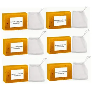 Lemon Turmeric & Kojic Acid Soap Bar, Summer Acne Face & Body Wash for Men & Women, Daily Skincare Cleanser Sets with Soap Saver Bags, Christmas Gift