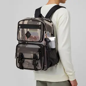 High Quality Large Capacity Transparent Backpack  Lightweight  Laptop Bag with nch Compartment,Foldable Design for School, College Student Accessory