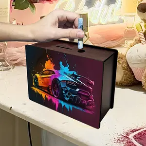 Wooden Piggy Bank with Cool Car Design, Family Money Saving Plan, Teenage Holiday Gift, Essential Coin Storage, Perfect for Birthdays, Wooden Savings Box