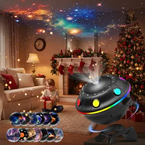 FlyEagle UFO Galaxy Projector RGB Ambient Light with 13 HD Film Discs Bluetooth Speaker White Noise Timer Remote Control Star Projector for Kids Bedroom Gift for Boys Girls