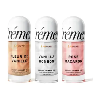 Cremerie Le Trio | Shimmer Body Oil — Vanilla Bon Bon, Fleur de Vanille, & Rose Macaron