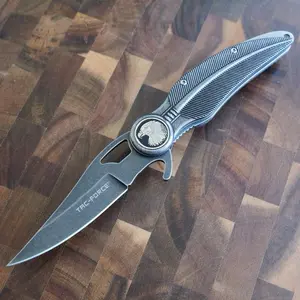 Eagle Feather Pocket knife Spring Assist Cutting Tool Stonewash Gray Stylish Folding Knife Belt Clip
