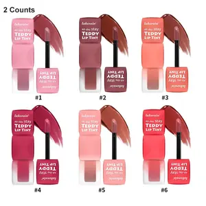 Long-lasting Velvet Teddy Lip Tint, 2pcs Matte Lip Stain, Waterproof Liquid Lipstick, Cream, Non-transfer, Ultra-lightweight Comfort, for Natural to Bold Lips, Gloss, Makeup