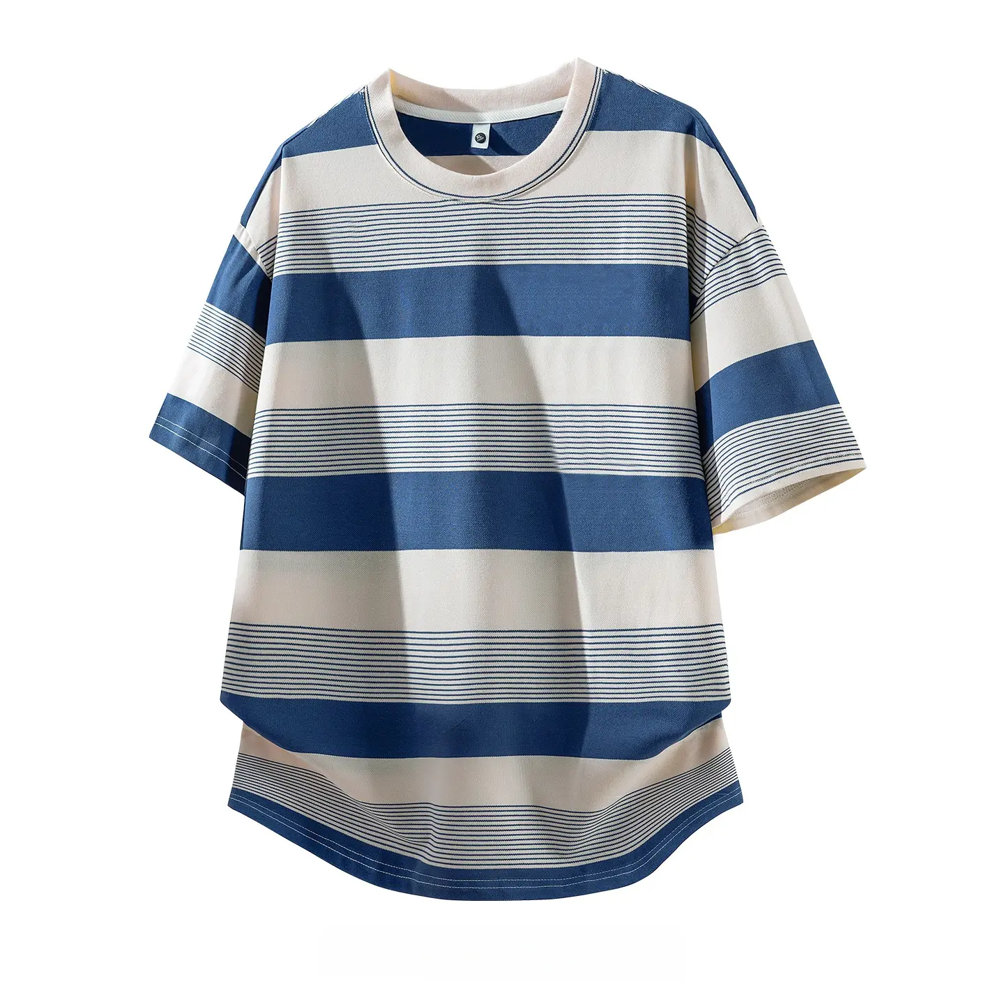 Men's Mixed Width Striped Crew Neck T-Shirt, Curved Hem Short Sleeve Casual Top, Soft Breathable Fabric for Daily Outdoor Streetwear, Retro Classic Pattern Versatile Comfortable Summer Leisure Fashion Tee#SummerWins