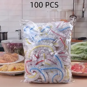 Food Storage Lids Set, Airtight Food Storage Covers, 100-Piece Kitchen Organizer Accessories, Elastic Flexible Transparent Plastic Wrap, Reusable Food Saver Bags, Kitchen Tools & Gadgets