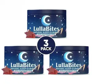 3pack LullaBites Natural Sleep Gummies - 30 Servings -Sweet Strawberry Stars