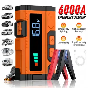 6000A car battery booster, portable car truck starter battery charger, outdoor emergency power source, emergency charger.