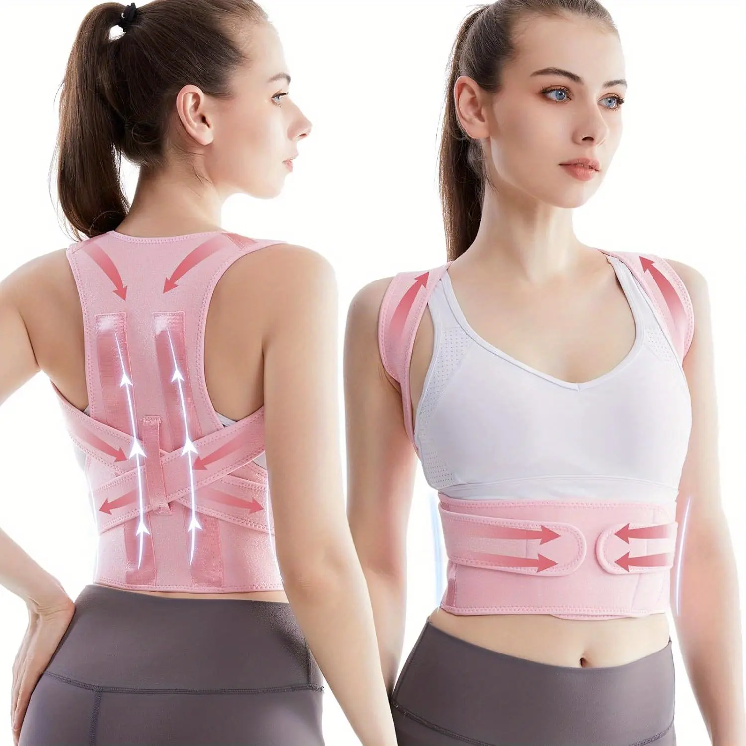 Unisex Adjustable Black And Gray Invisible Back Support Strap - a Polyester Posture Corrector with Shoulder Straps And Lumbar Support | Comfortable And Breathable Design, Suitable for Daily Wear, Improves Posture And Supports The Upper Back