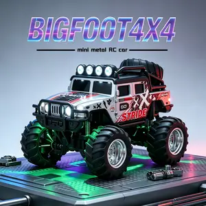 1:64 RC cars, Monster Truck, 4x4 Offroad Remote Control Toy Car with 4-Wheel Shock Absorption, Anti-Slip Rubber Tires, Wheelie Stunt Function, Gift for Boys