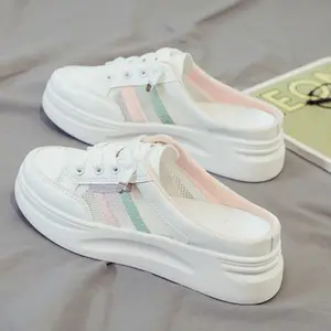 Bdhjydb Women'S White Shoes 2026 Summer New Model, Mesh Breathable Closed-Toe Mules, Women'S Platform Thick-Soled Slip-Ons, Women Shoes