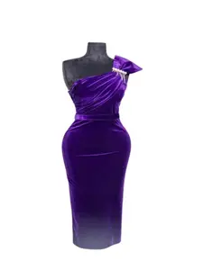 Velvet Stretchy Fit Bridesmaid Party Dress