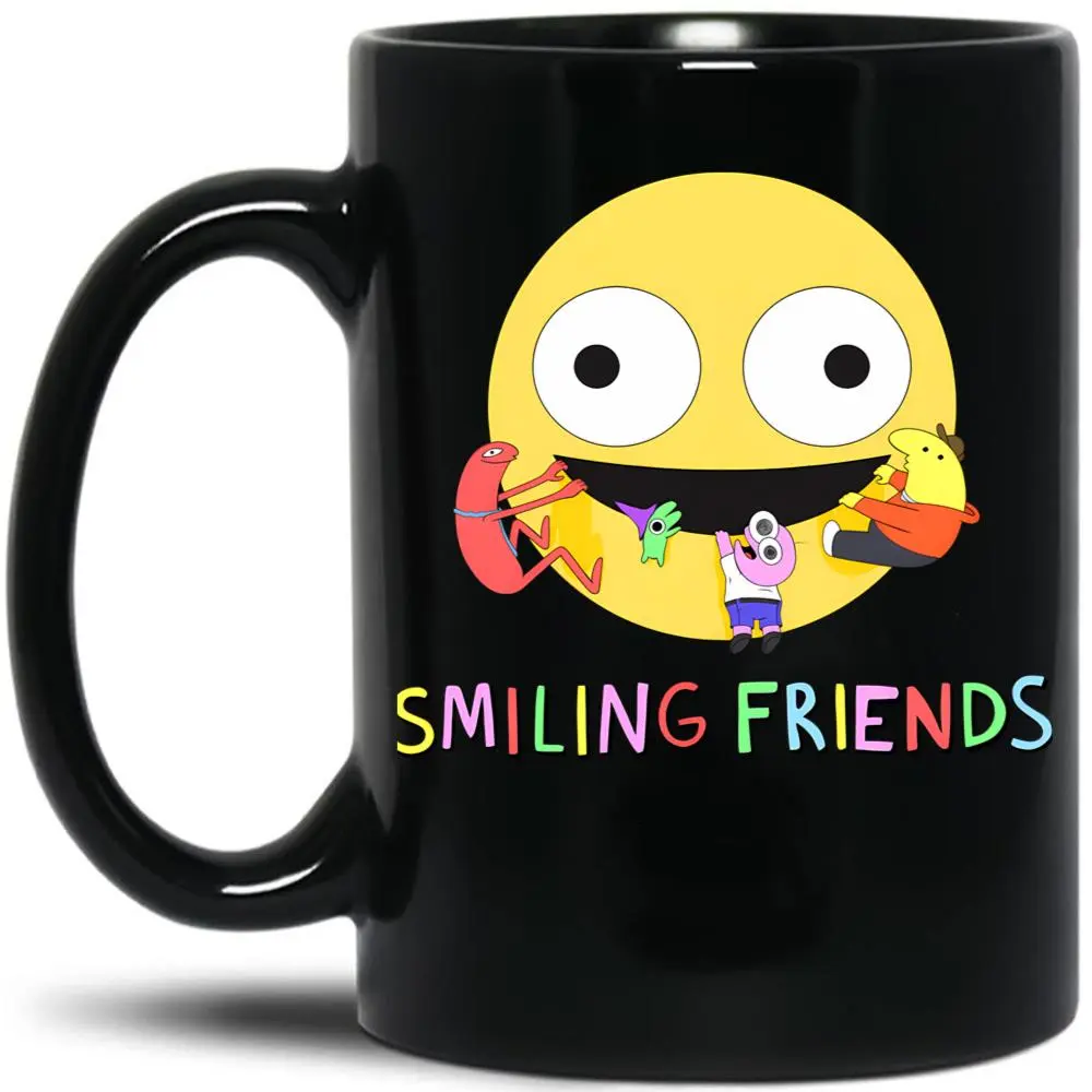Smiling Friends Black Coffee Mug Size 11 Oz 15 Oz Reusable Stylish