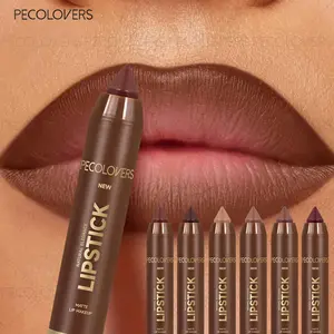 6pcs/set Long-lasting Matte Brown Lipstick, Individual Lipsticks, Waterproof, Non-stick Cup, Soft Texture, Suitable for All Skin Types, Halloween Christmas Gift