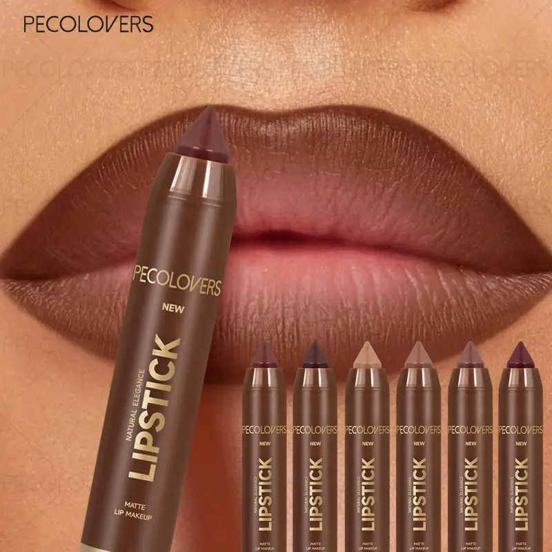 6pcs/set Long-lasting Matte Brown Lipstick, Individual Lipsticks, Beauty Lipstick, Lip Cosmetic, Lip Products Makeup, Waterproof, Non-stick Cup, Soft Texture, Suitable for All Skin Types, Halloween Christmas Gift