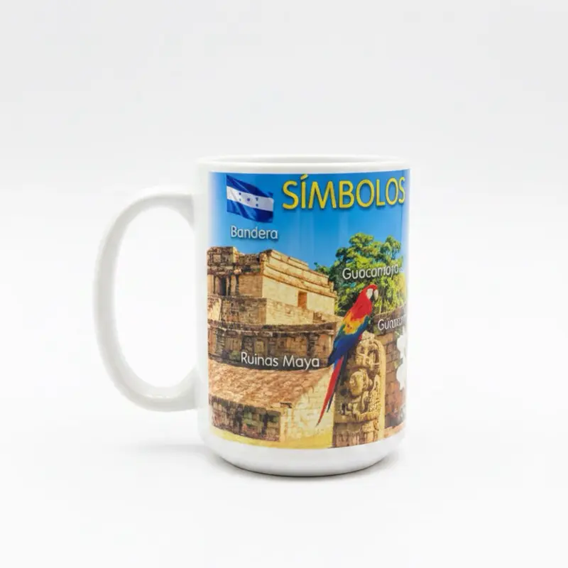 Honduras 15oz Mug $15.99 - Symbolic Design with Guacamaya and Guacamaya Imagery