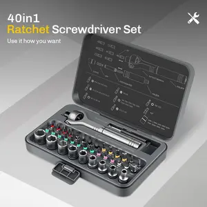 40/66-In-1 DIY Screwdriver Set, Magnetic Interchangeable Screwdriver Kit, Compact Portable Ratchet Screwdriver Tool Box for Home Repair