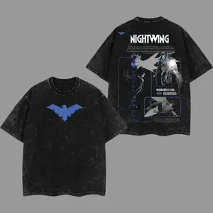 Teen Titans #44 - Dick Grayson Nightwing (Robin Hood #1) Hero Verse Comic Double Printed Oversize Lightweight Acid Washed Tee TV Series Graphic Design Unisex Top Cotton Streetwear T-Shirt Hoodie Sweater Clothes Menswear