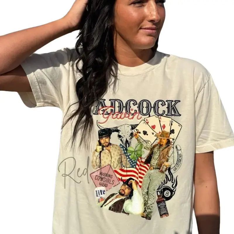 Gav Adcockk Comfort Colors Graphic Tshirt country concert T Cotton Top Womenswear Unisex Ivory